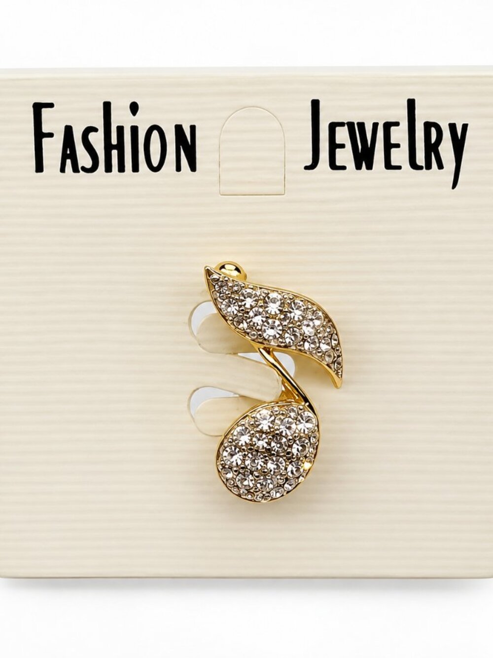 NWT Gold Tone Rhinestone Music Note Brooch Pin Fashion Jewelry